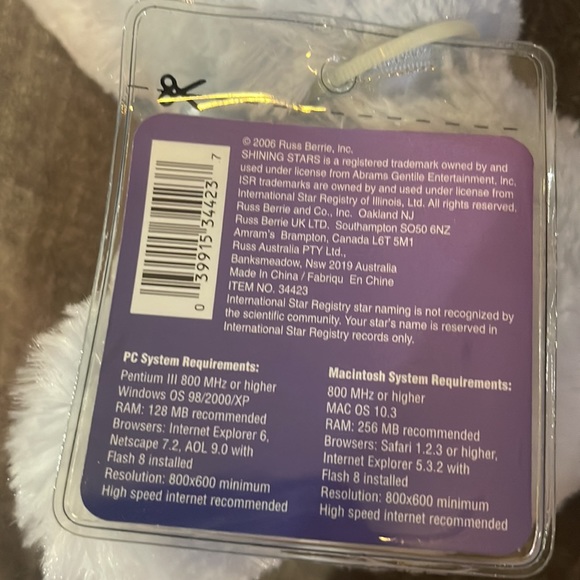 Shining Star “Blue Bear” Plush by Russ stuffed Animal Tag unused name a star - Picture 9 of 11